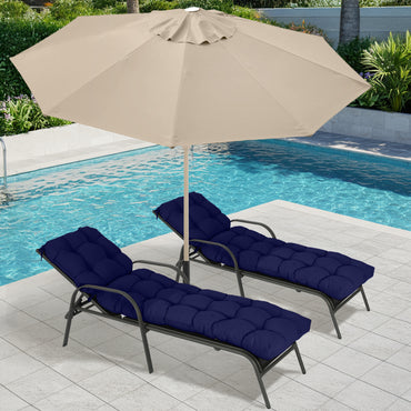 76"x22"x5.1" Polyester Tufted Chaise Lounge Cushion for Outdoor Wicker Chaise Lounge Use, 2 Packs - Dark Blue Aoodor 