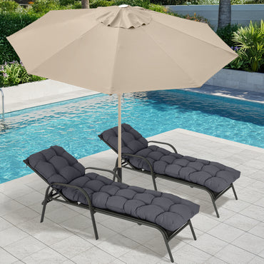 76"x22"x5.1" Polyester Tufted Chaise Lounge Cushion for Outdoor Wicker Chaise Lounge Use, 2 Packs - Dark Gray Aoodor 