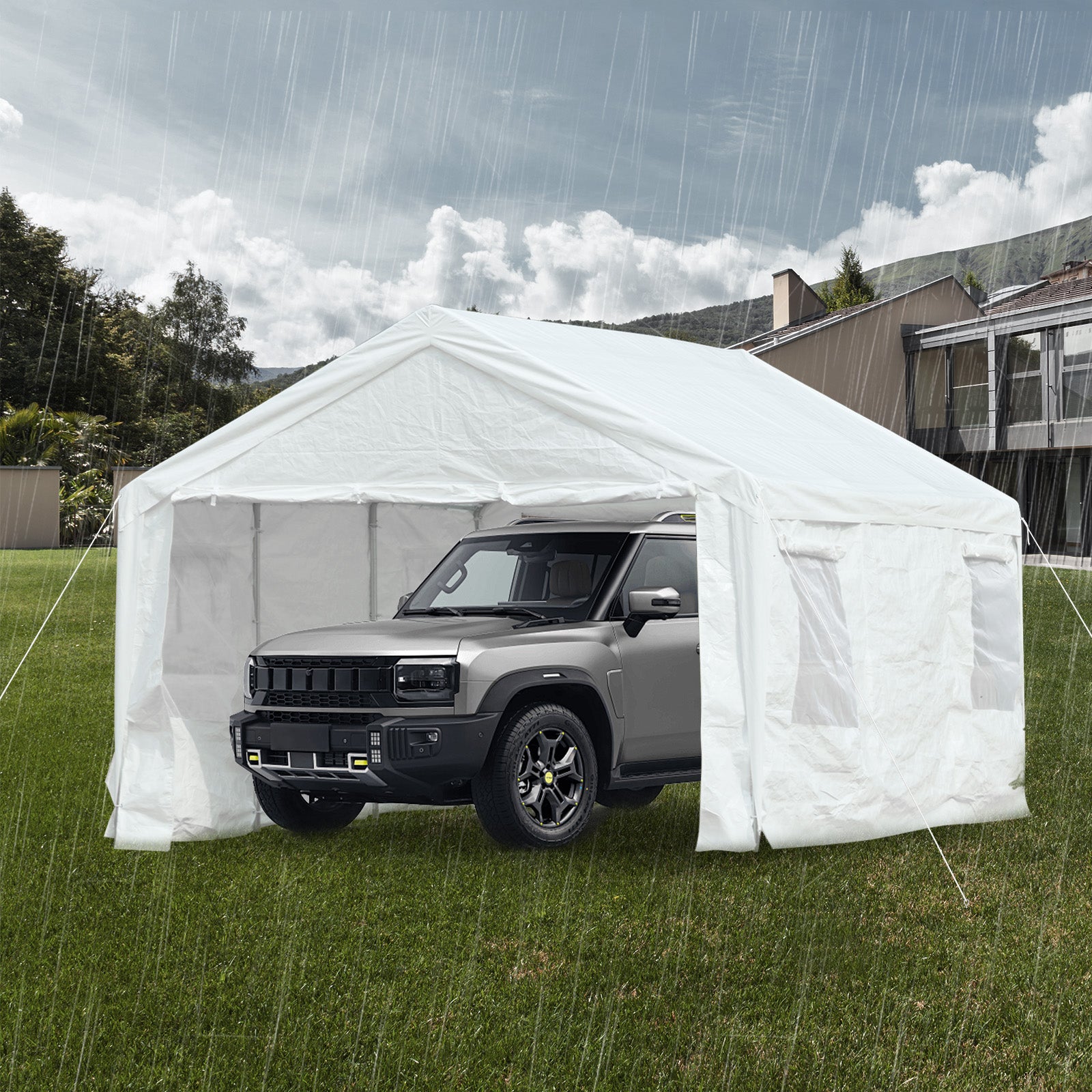 20x10/20x12 ft. Carport Canopy Tent - Portable Garage, Boat Shelter, Party Canopy