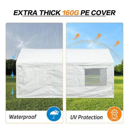20x10/20x12 ft. Carport Canopy Tent - Portable Garage, Boat Shelter, Party Canopy - extra thick 160g PE cover