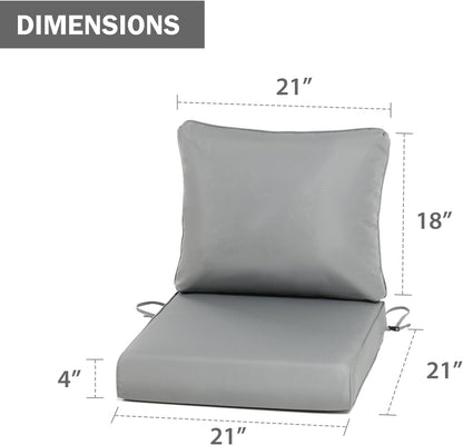 Outdoor Chair Cushions, Patio Deep Seat Cushions with Handle & Adjustable Straps - Gray