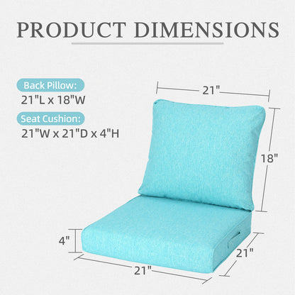 Outdoor Deep Seat Cushion Set, Waterproof Patio Chair Cushions, Aruba Blue