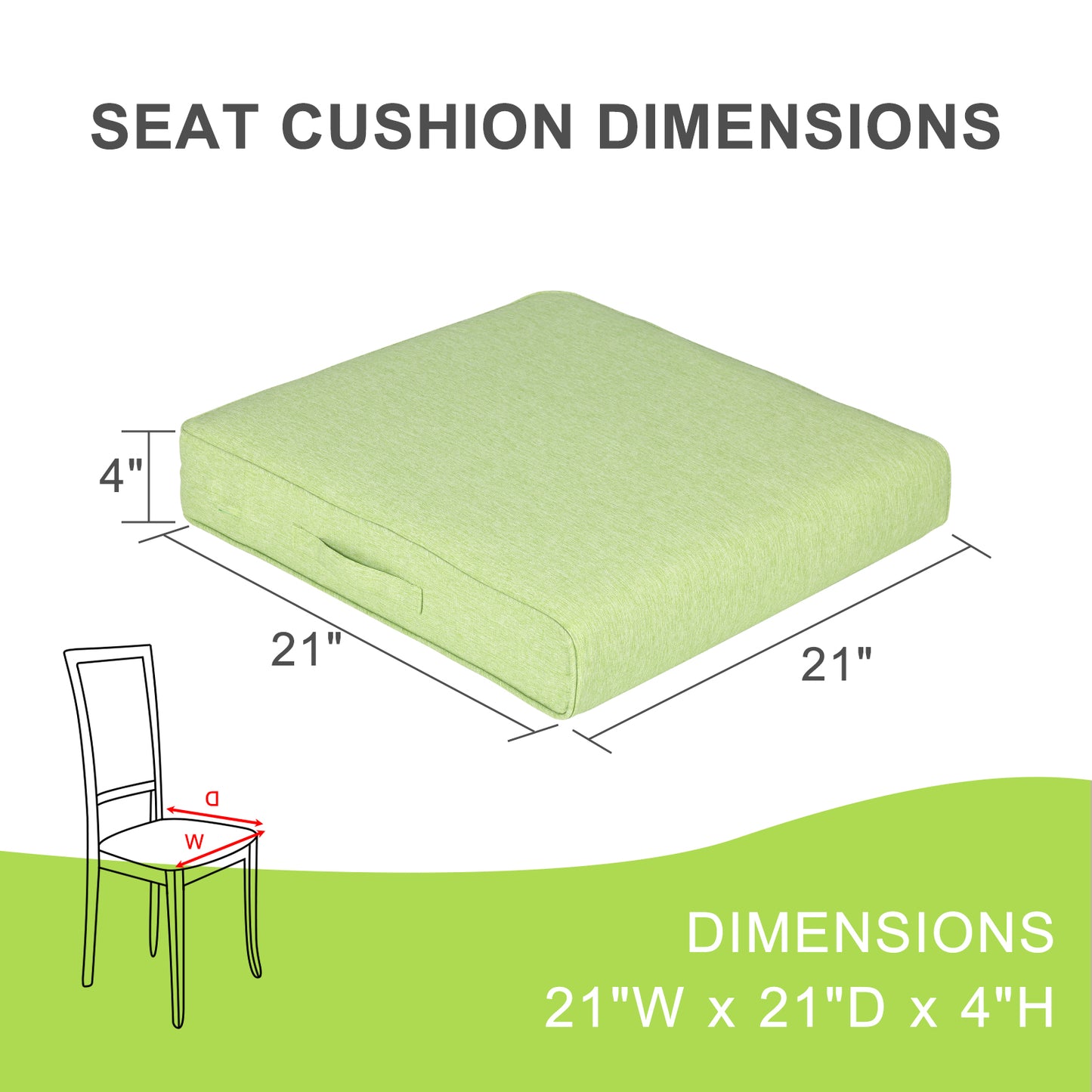 Outdoor Chair Cushions Set of 2 with Handle and Ties, Water Resistant Patio Seat Pads, Green Aoodor 