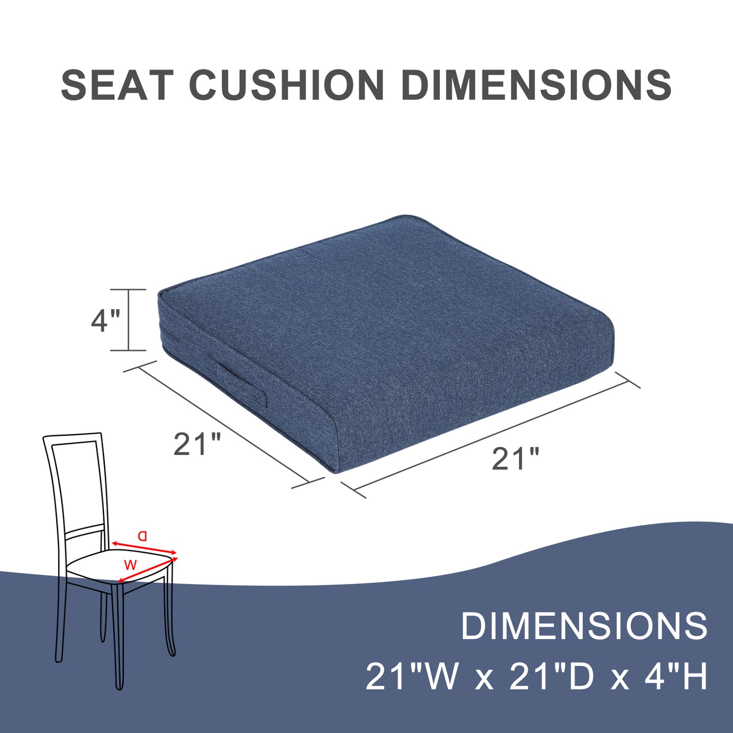 Outdoor Chair Cushions Set of 2 with Handle and Ties, Water Resistant Patio Seat Pads, Navy Blue Aoodor 