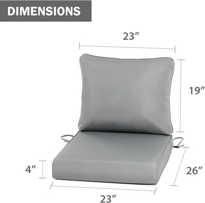 Outdoor Chair Cushions, Patio Deep Seat Cushions with Handle & Adjustable Straps - Gray