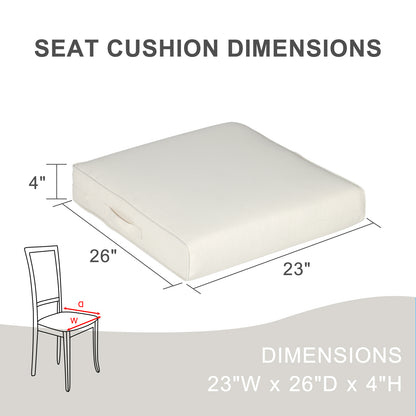 Outdoor Chair Cushions Set of 2 with Handle and Ties, Water Resistant Patio Seat Pads, Ivory