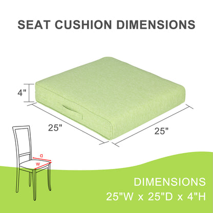 Outdoor Chair Cushions Set of 2 with Handle and Ties, Water Resistant Patio Seat Pads, Green