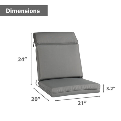 Outdoor Polyester High Back Dining Chair Cushion Set - Gray