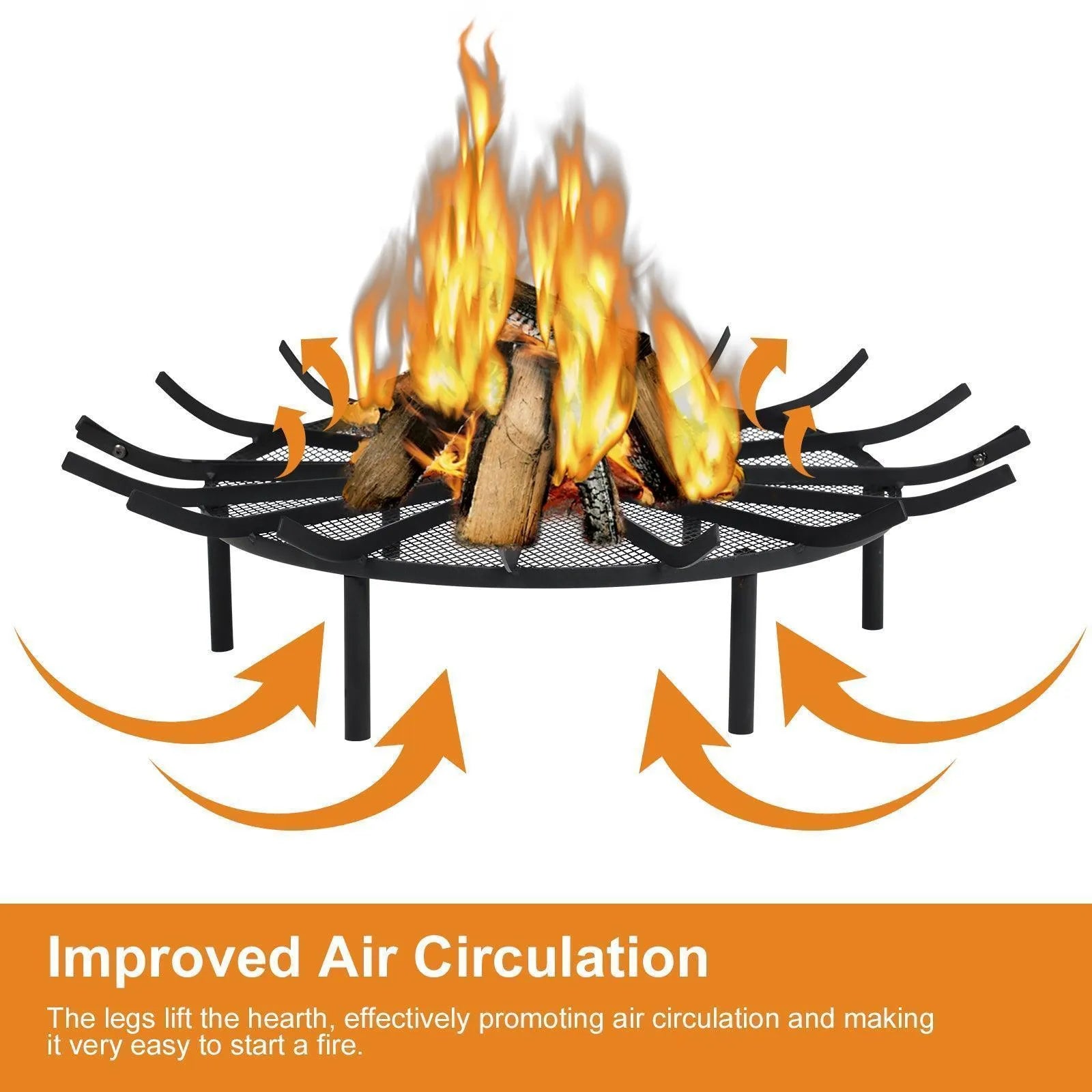 28''/32''/36''Round Spider Wagon Wheel Firewood Grates, Heavy Duty Fire Pit Grate Tool Aoodor   