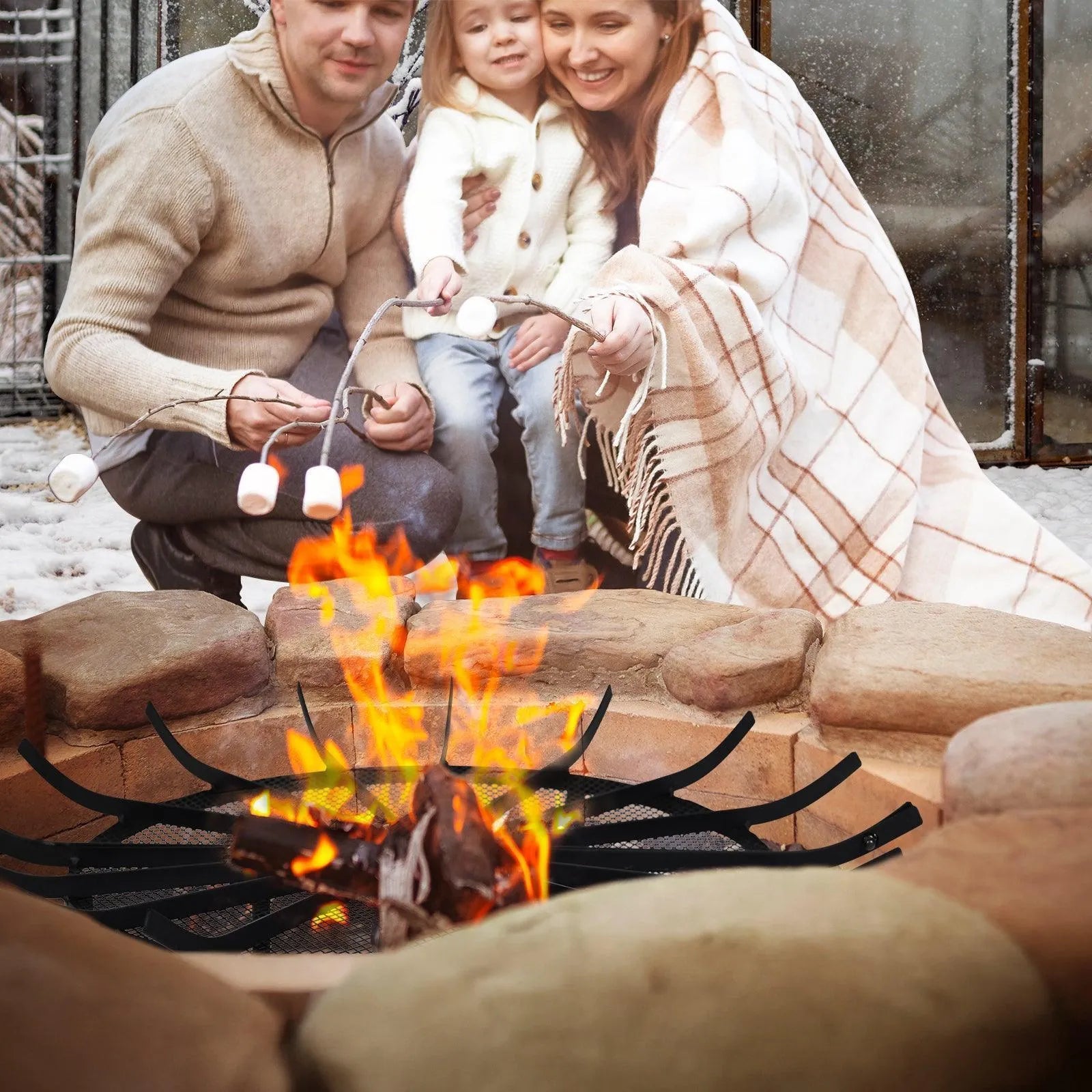 28''/32''/36''Round Spider Wagon Wheel Firewood Grates, Heavy Duty Fire Pit Grate Tool Aoodor   