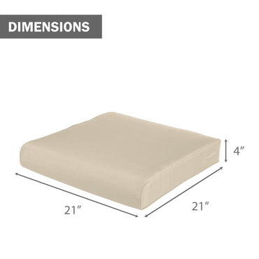 Outdoor Chair Cushion , Removable Cover with Hidden Zipper, Adaptable Secure Ties - Khaki