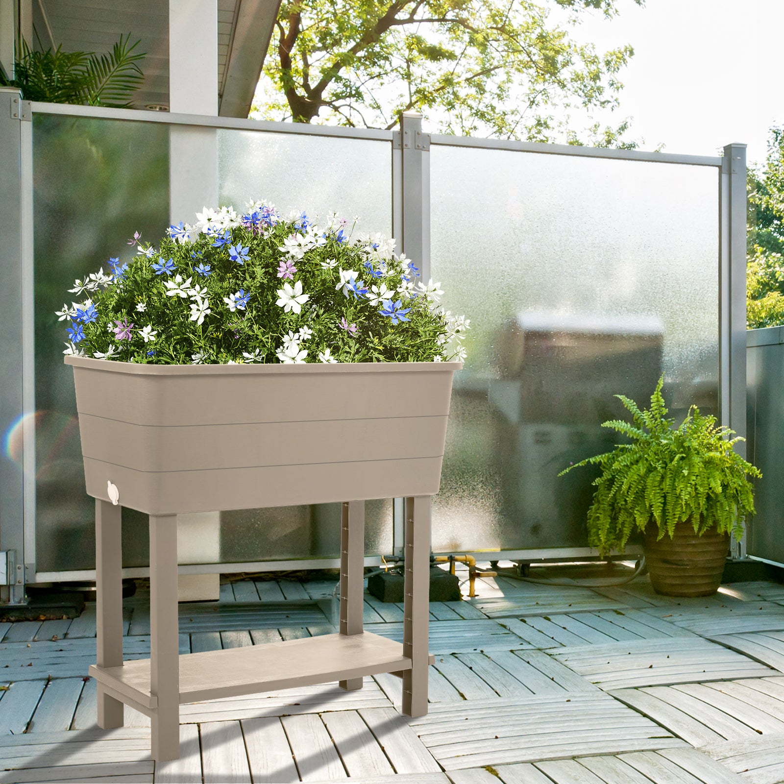 self watering planter with stand 30x14x30 inch Self-Watering Raised Planter Boxes with Legs, Set of 3