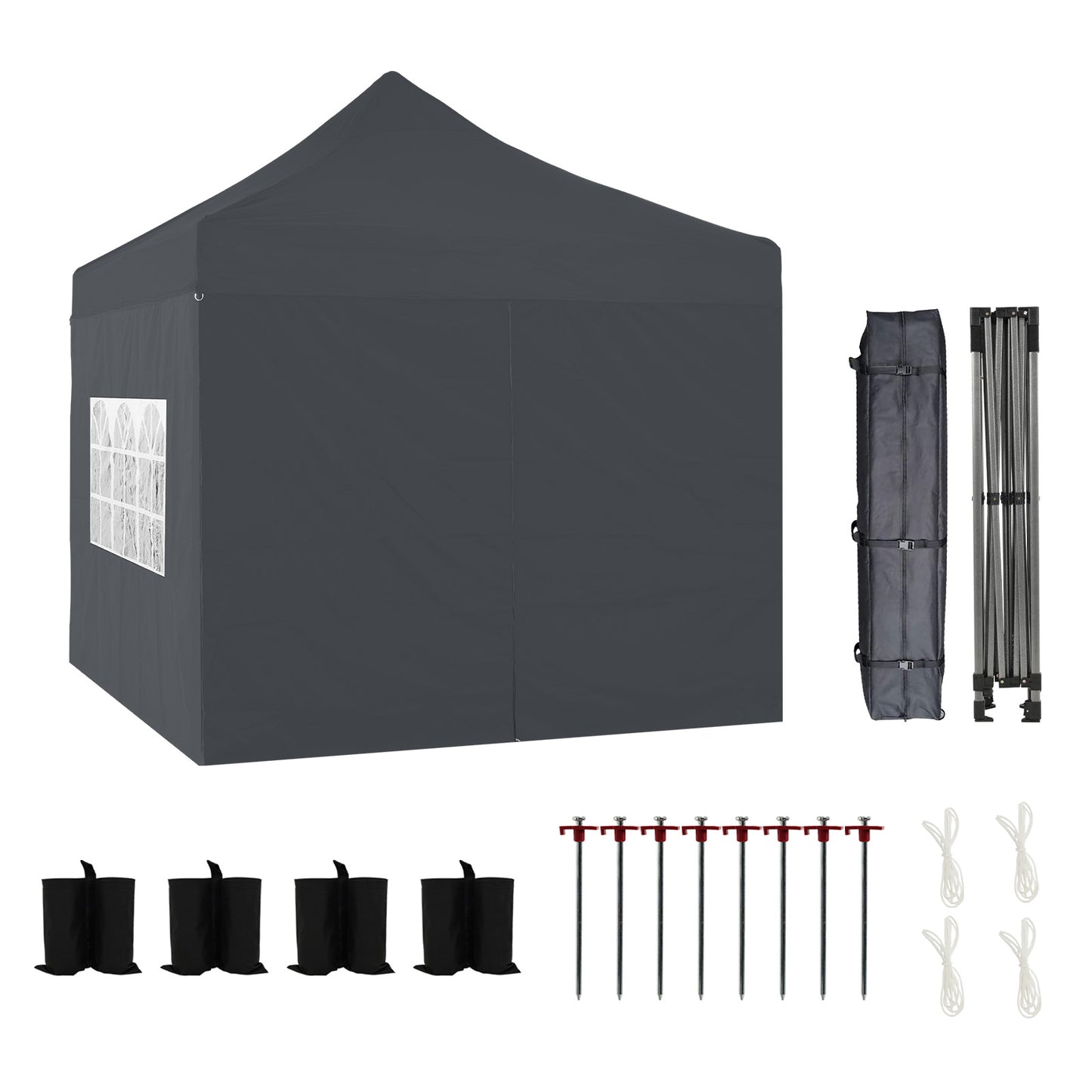 10x10 ft. Pop Up Canopy Tent with Windows Sidewalls and Wheeled Bag