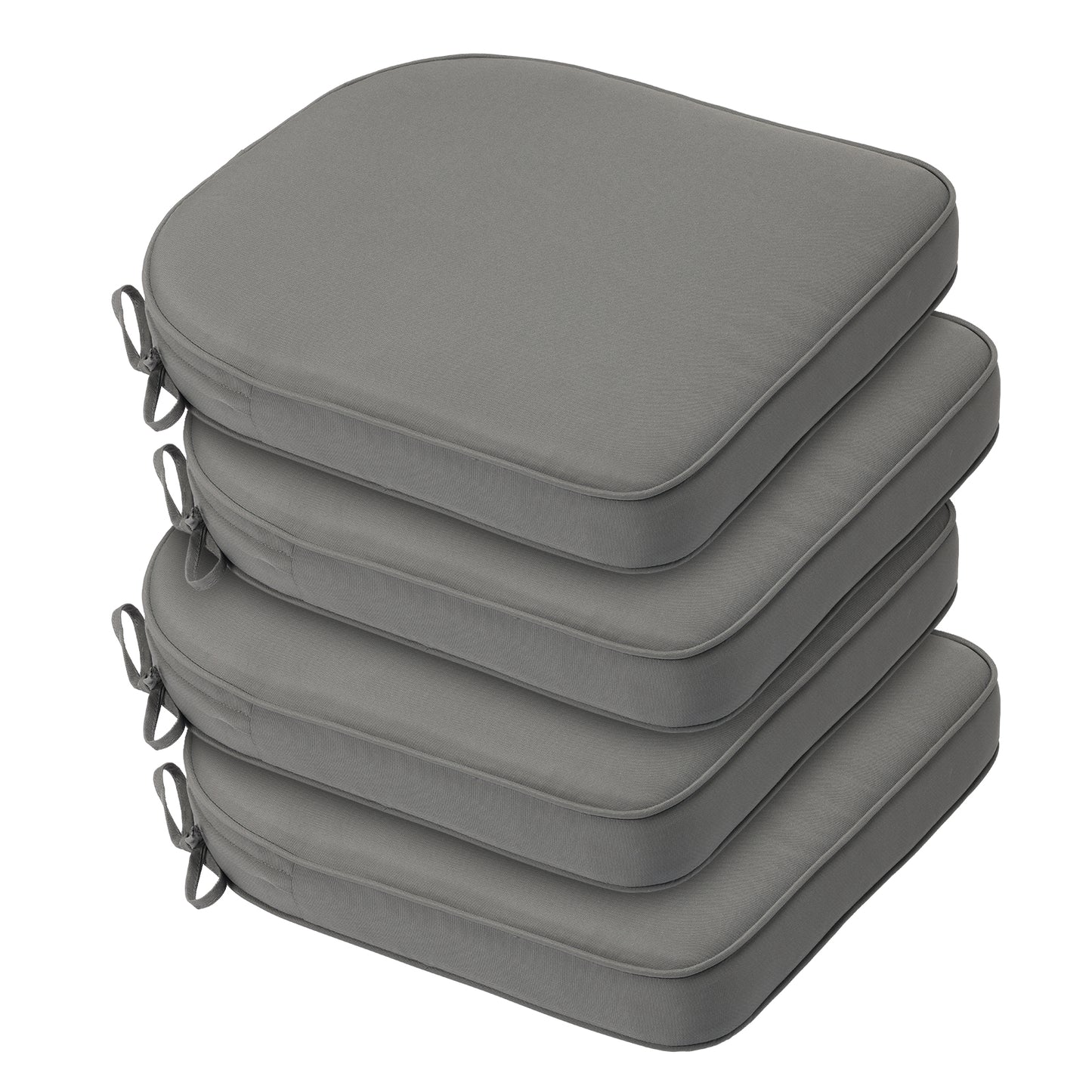 Outdoor Chair Cushion, Patio Seat Pad, Removable Cover with Hidden Zipper, Ties - Gray