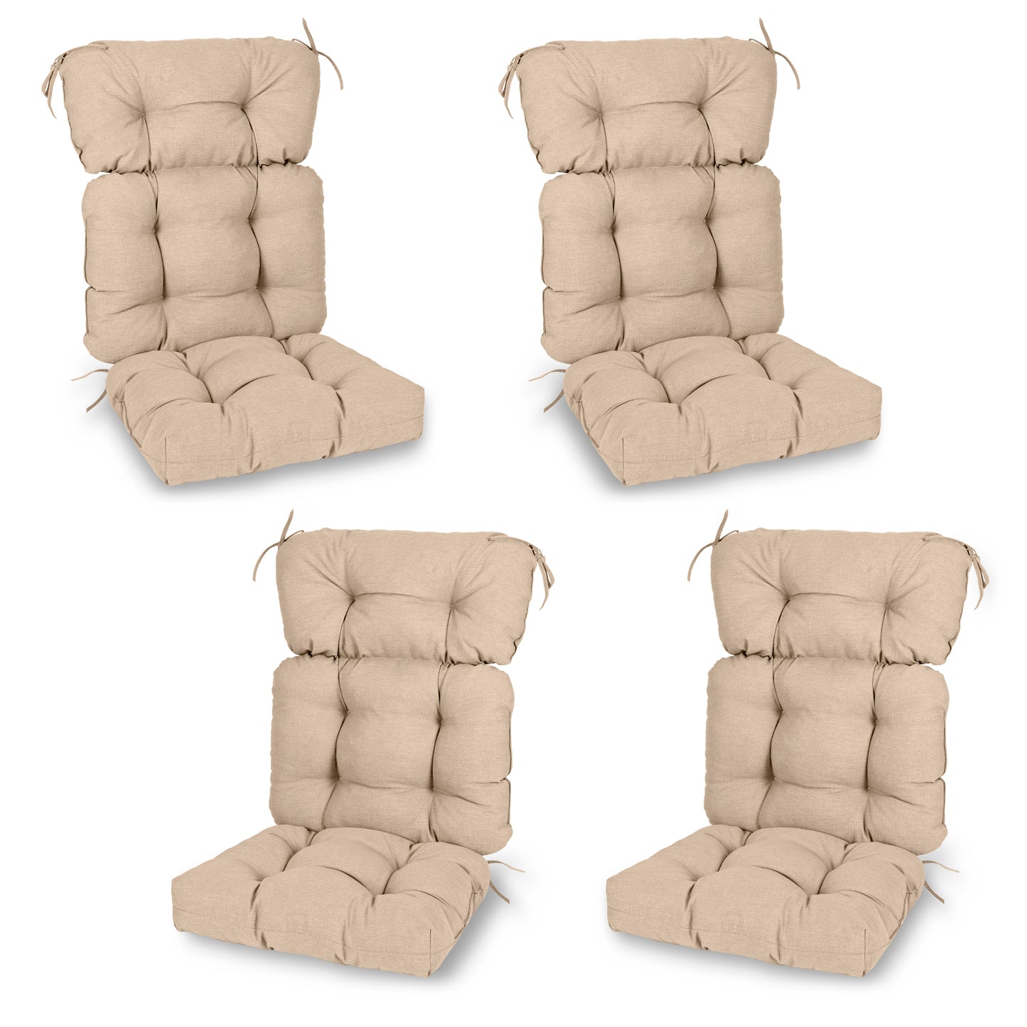 Tufted Outdoor High Back Cushions Patio Replacement Chair Cushion, Khaki