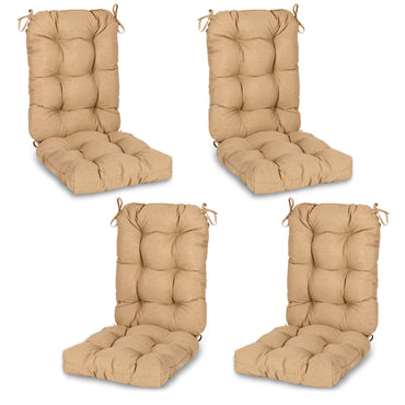 Outdoor Tufted High Back Cushions Patio Replacement Chair Cushion with Ties - Brown