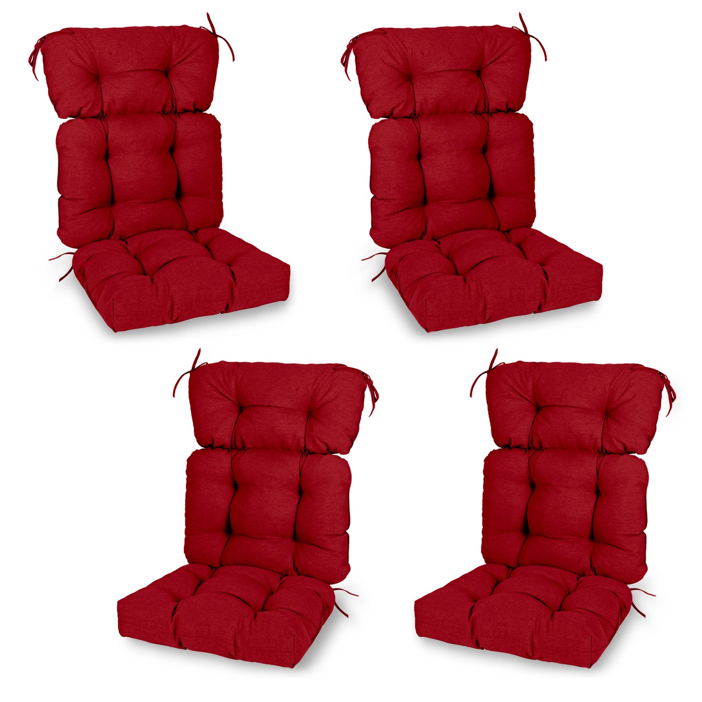 Tufted Outdoor High Back Chair Cushions Patio Replacement Cushion, Red