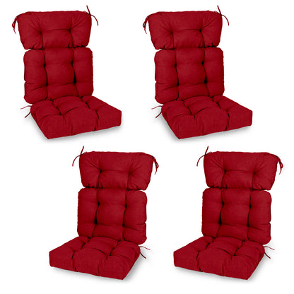 Tufted Outdoor High Back Chair Cushions Patio Replacement Cushion, Red