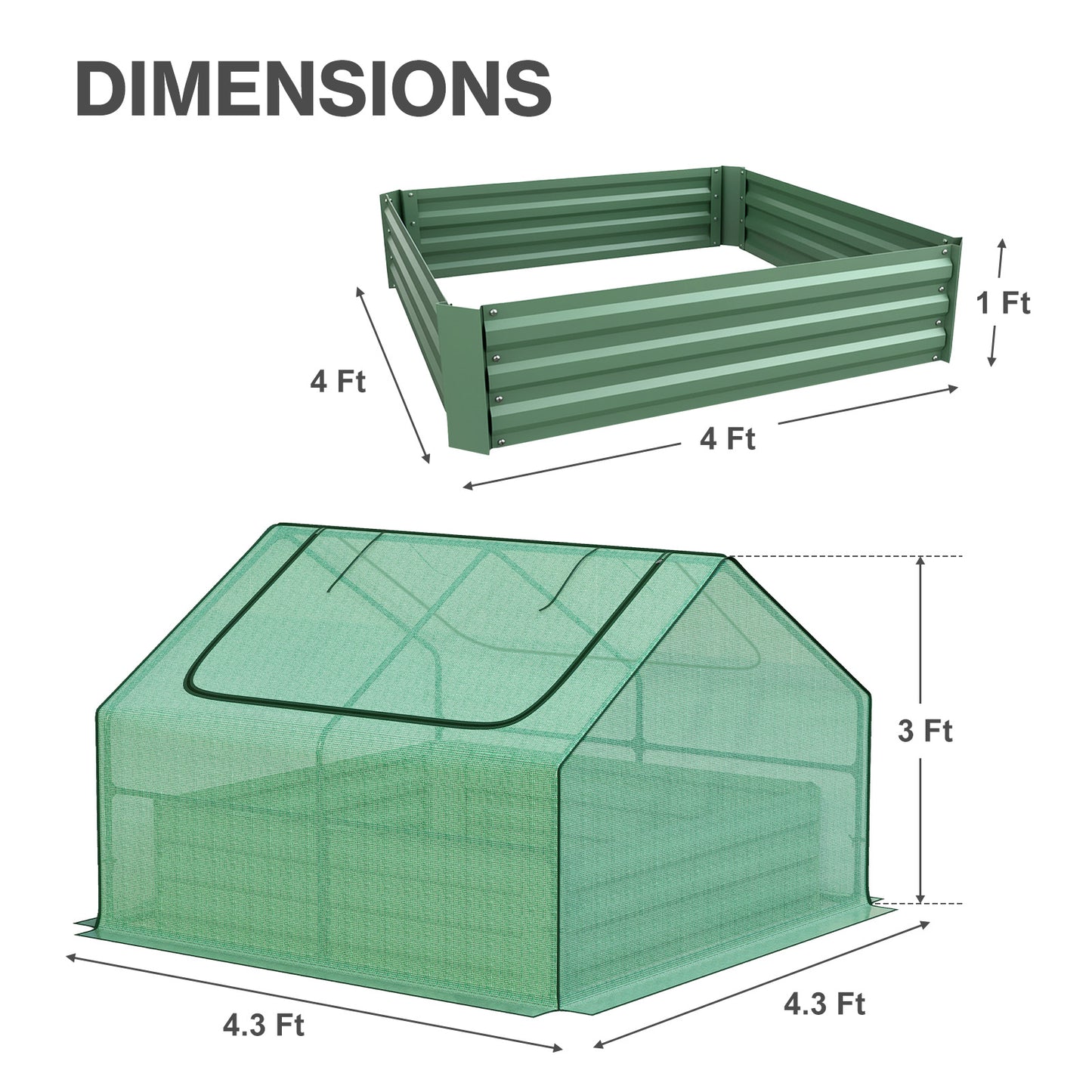 Mini Greenhouse Kit With Raised Garden Metal Beds