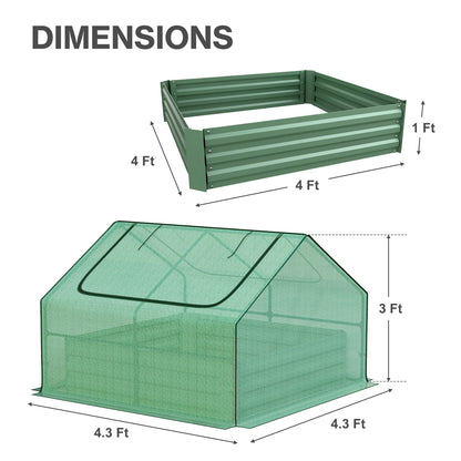 Mini Greenhouse Kit With Raised Garden Metal Beds