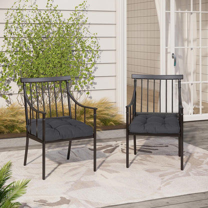 19x19x5 Inch Tufted Outdoor Chair Cushions, Water and Fade Resistant Polyester Dining Chair Pads with Ties - Dark Gray