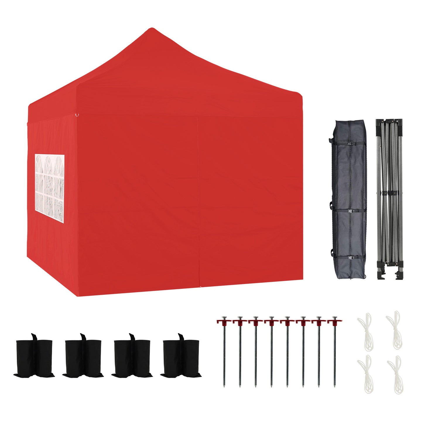 10x10 ft. Pop Up Canopy Tent with Windows Sidewalls and Wheeled Bag