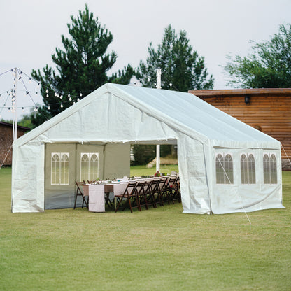 20x20/26x20 ft. Marquee Party Tent with Church Window Sidewalls - White