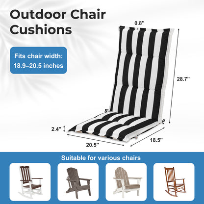 47x21x2.4 inch High Back Tufted Patio Chair Cushions, Black Stripe