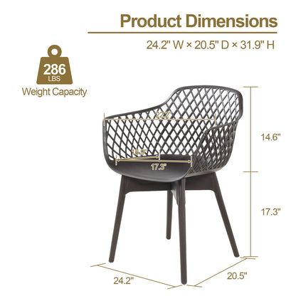 Modern Dining Chairs Set, Weather-Resistant Plastic Cafe Chairs