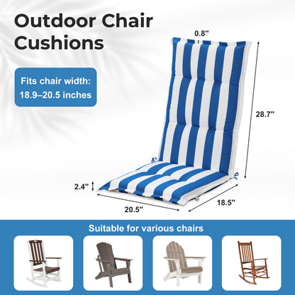 47x21x2.4 inch High Back Tufted Patio Chair Cushions, Blue Stripe