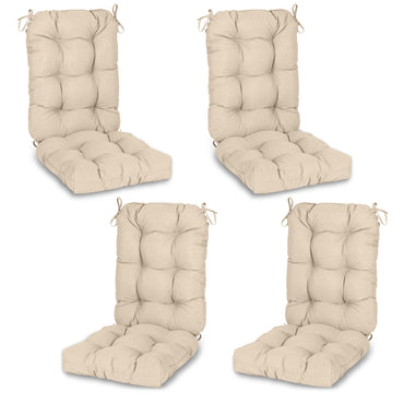 Tufted Outdoor High Back Chair Cushions Patio Replacement Cushion, Khaki