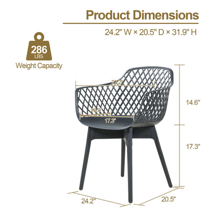 Modern Dining Chairs Set, Weather-Resistant Plastic Cafe Chairs