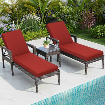 72x21x3 inch Patio Chaise Lounger Cushions Set of 2 - Wine Red