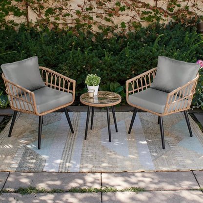 Outdoor Chair Cushions, Patio Deep Seat Cushions with Handle & Adjustable Straps - Gray