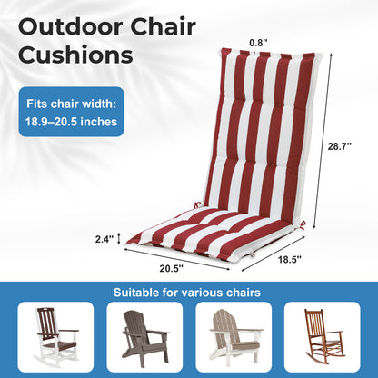 47x21x2.4 inch High Back Tufted Patio Chair Cushions, Red Stripe