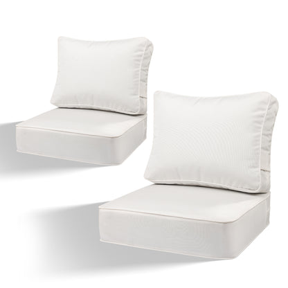 Premium Sunbrella Fabric Outdoor Patio Chair Cushions Set, Canvas Natural