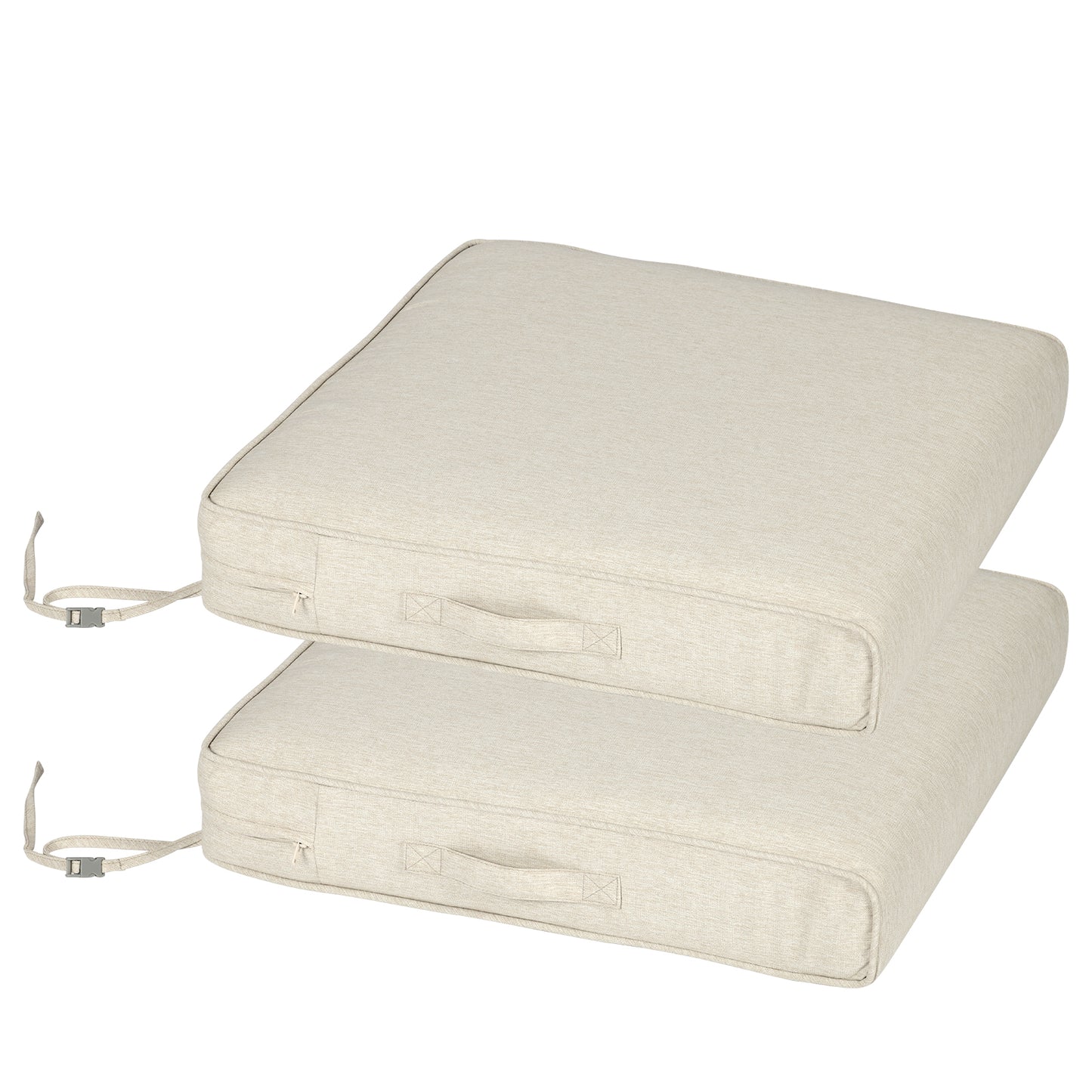 Outdoor Chair Cushions Set of 2 with Handle and Ties, Water Resistant Patio Seat Pads, Khaki Aoodor 