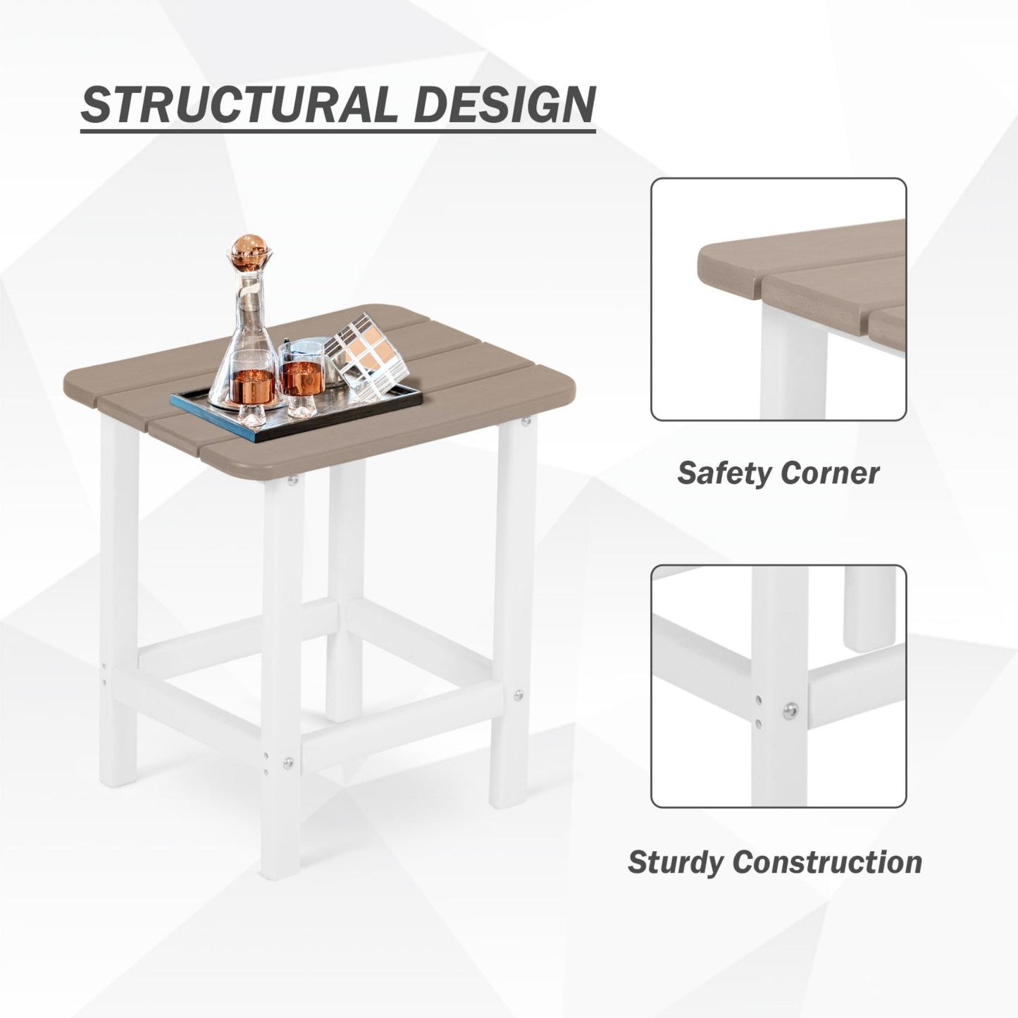 18x14.6x19 inch Outdoor Side Table, Square Adirondack Patio End Table for Patio, Pool, Porch