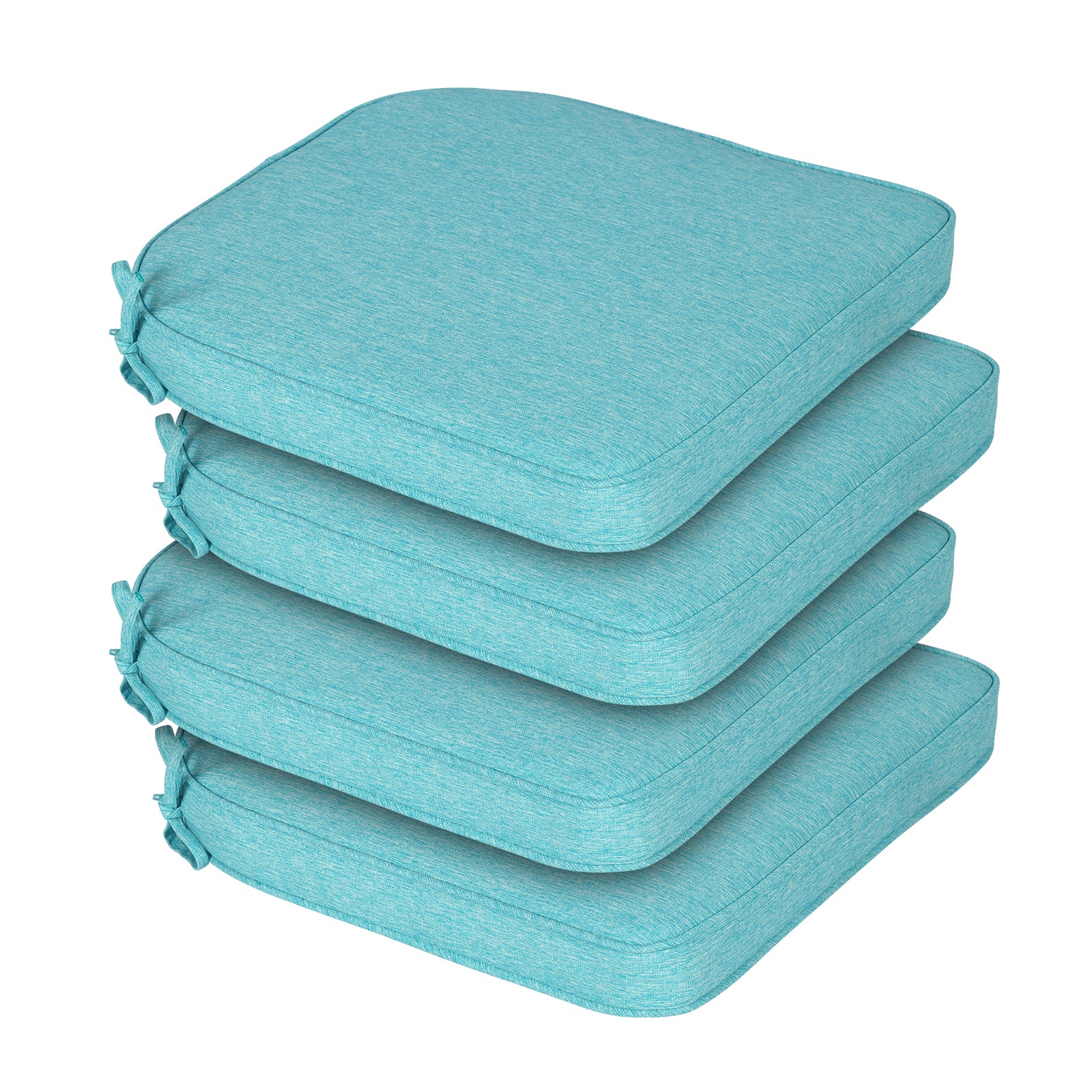 Outdoor Dining Chair Cushions Set, Patio Chair Pads with Ties, Aruba Blue - Aoodor 