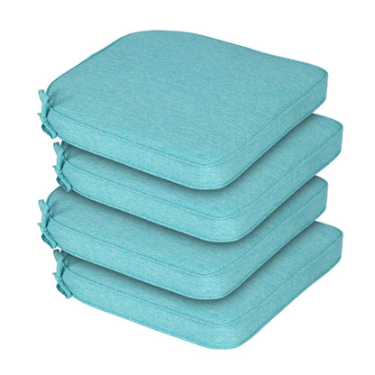 Outdoor Dining Chair Cushions Set, Patio Chair Pads with Ties, Aruba Blue