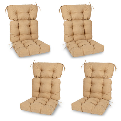 Outdoor Tufted High Back Cushions Patio Replacement Chair Cushion with Ties - Brown