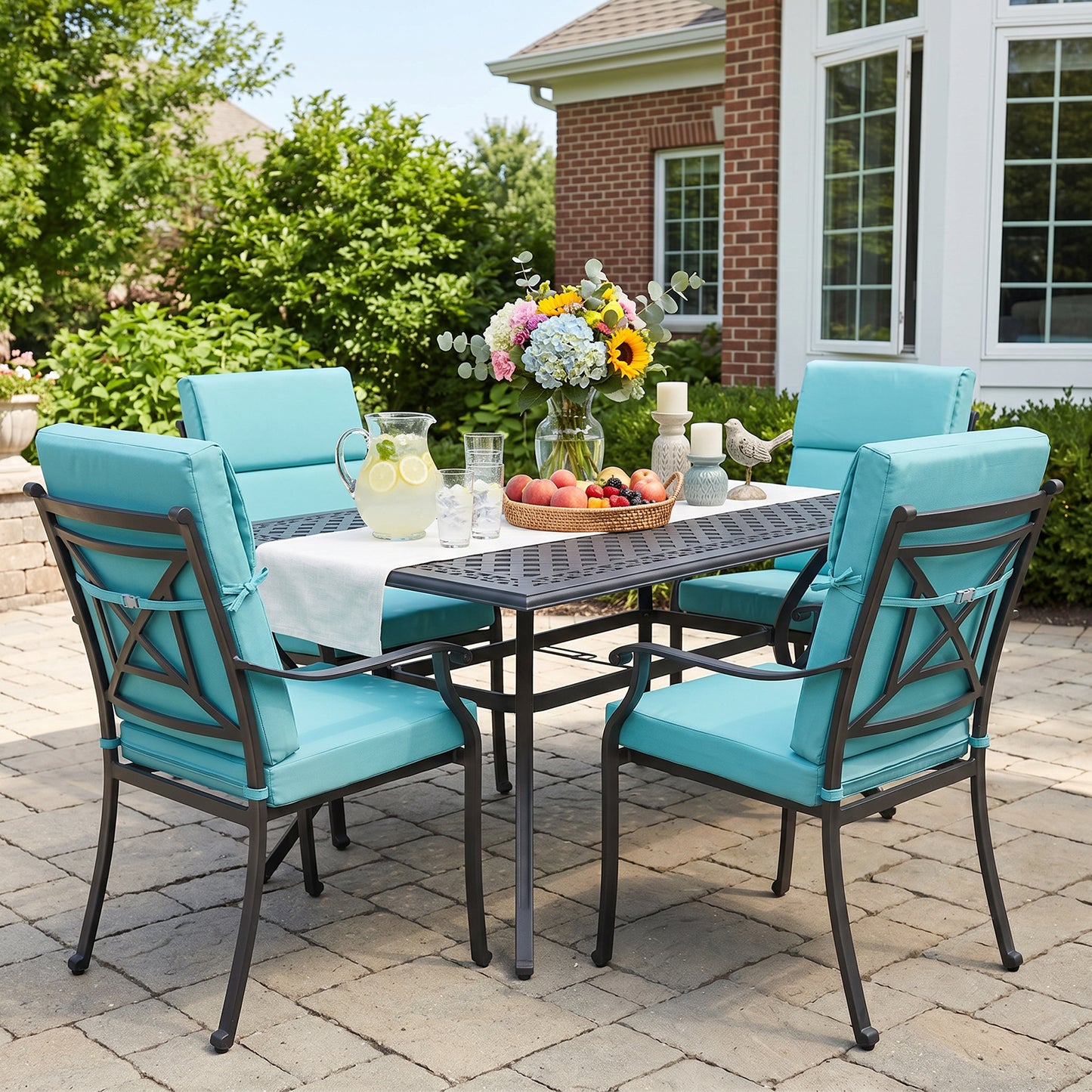 45x22x4 inch Outdoor High Back Patio Chair Cushions, Blue
