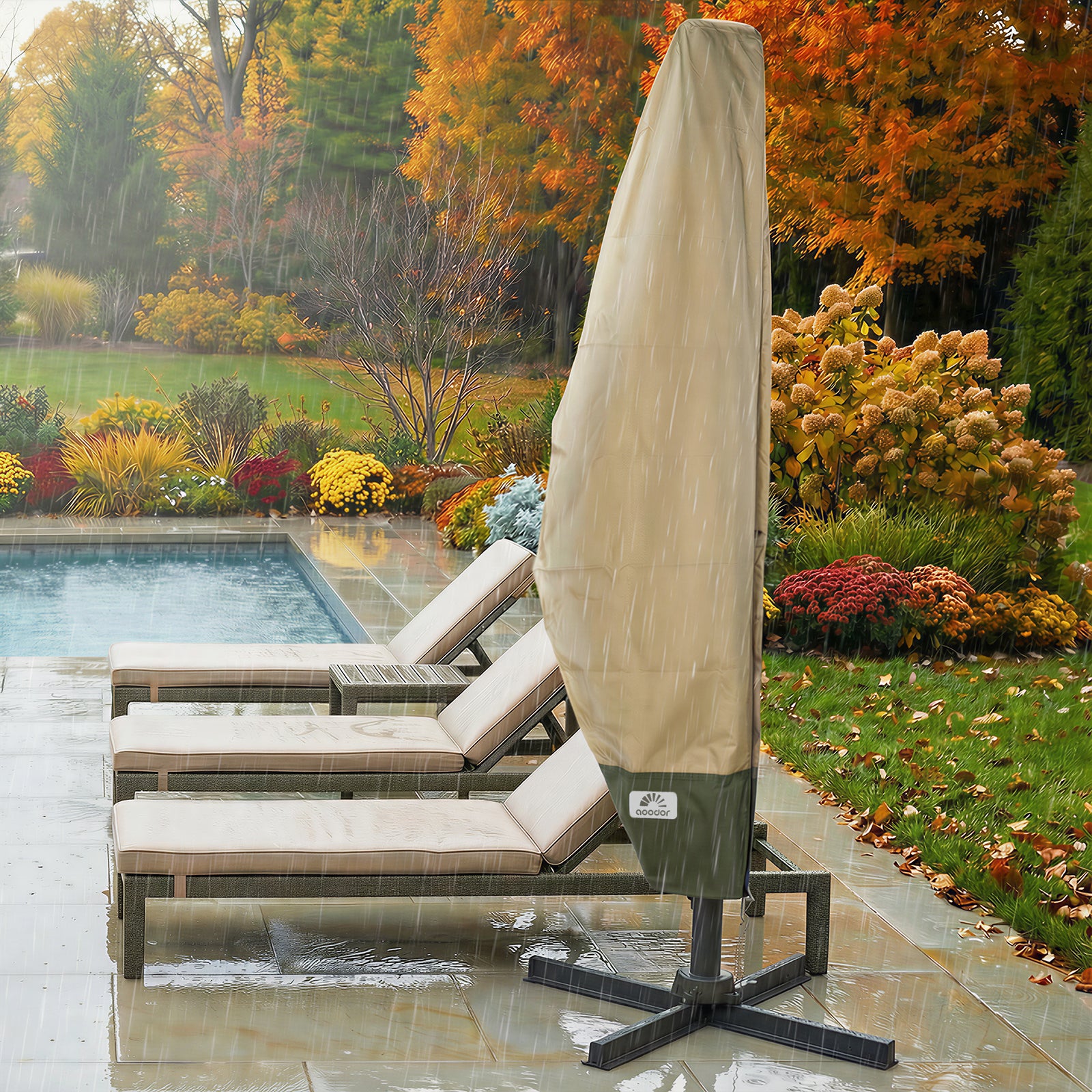 12 ft patio umbrella cover OKPOW for 9ft to 12ft Outdoor Umbrellas keeps the cover in place during strong winds Itopfox 9-12 ft. Polyester Cantilever