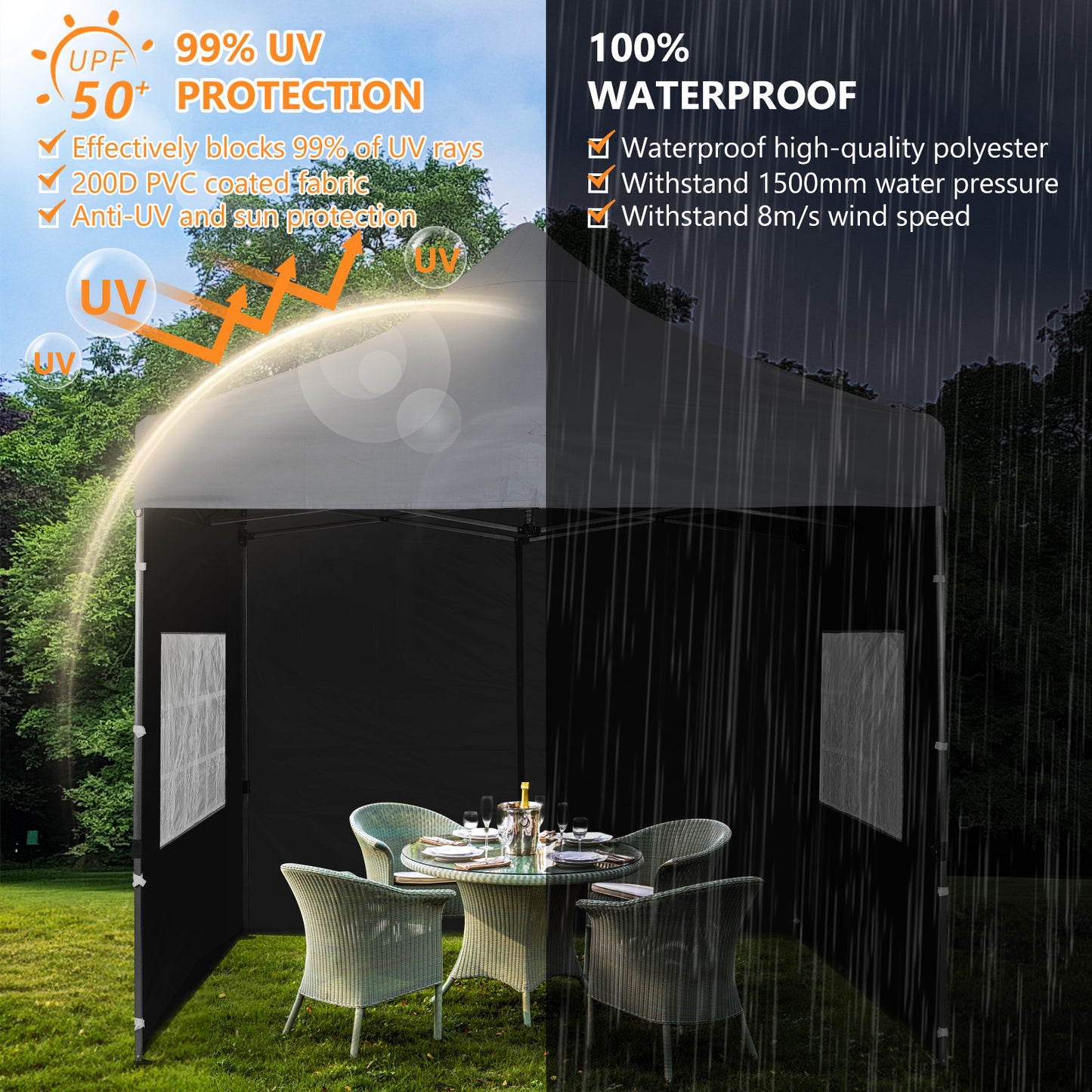 10x10 ft. Pop Up Canopy Tent with Windows Sidewalls and Wheeled Bag