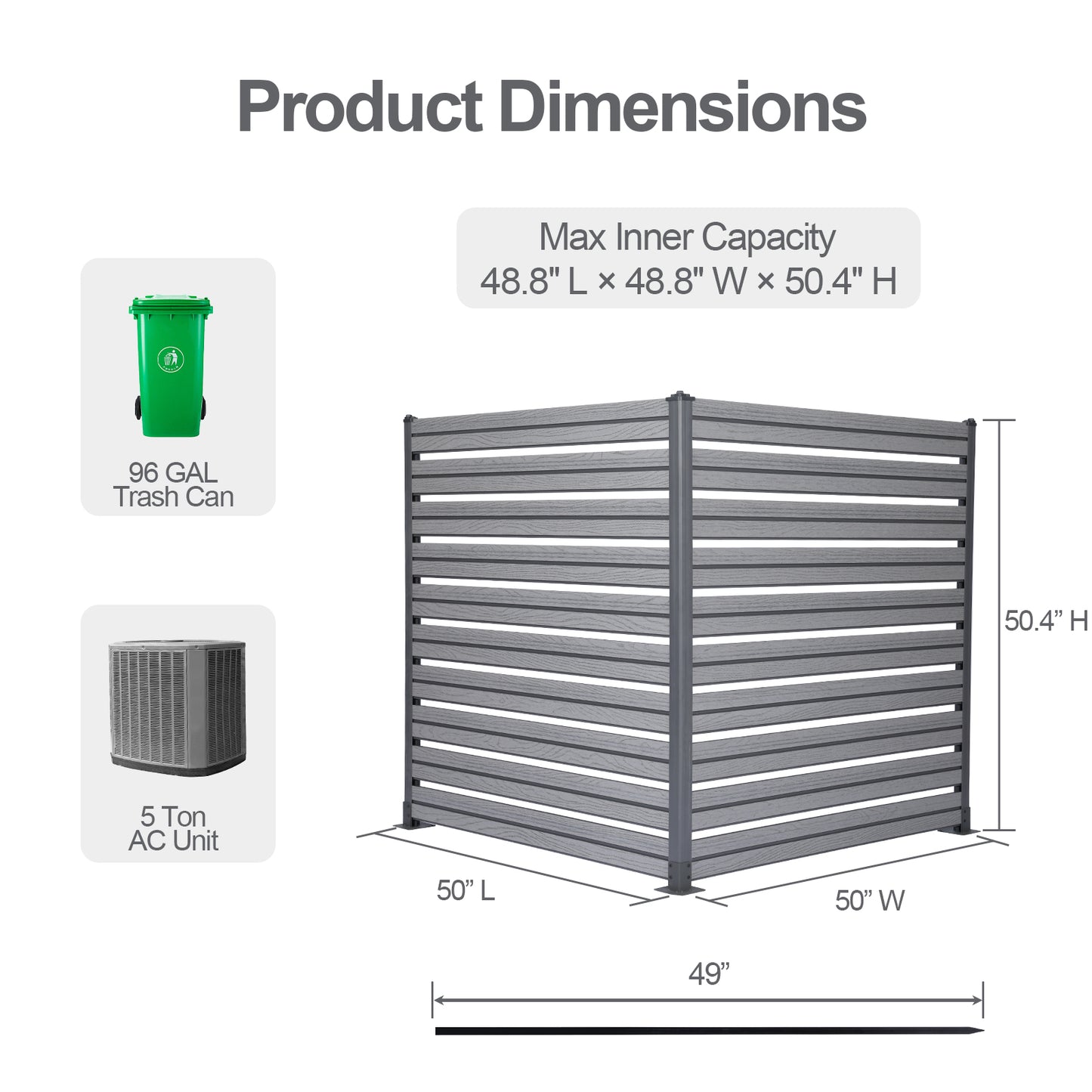 Patio Privacy Screen 49''W x 50''H Air Conditioner Fence