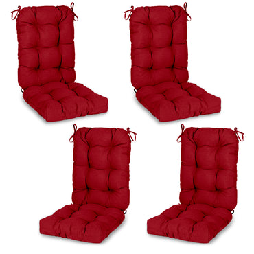Tufted Outdoor High Back Chair Cushions Patio Replacement Cushion, Red
