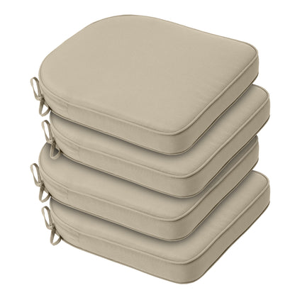 Outdoor Chair Cushion, Patio Seat Pad, Removable Cover with Hidden Zipper, Ties - Khaki