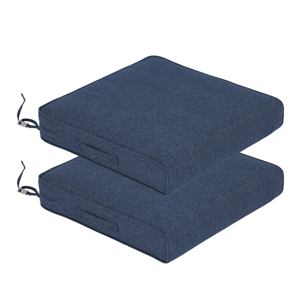 Outdoor Chair Cushions Set of 2 with Handle and Ties, Water Resistant Patio Seat Pads, Navy Blue Aoodor 