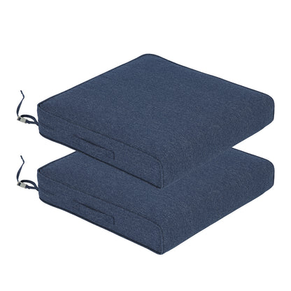 Outdoor Chair Cushions Set of 2 with Handle and Ties, Water Resistant Patio Seat Pads, Navy Blue