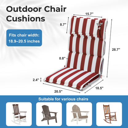 47x21x2.4 inch High Back Patio Chair Cushions with Headrest, Red Stripe
